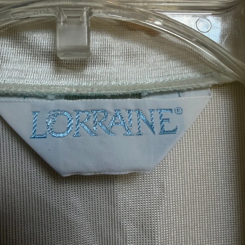 Lorraine Vintage Peignoir Set Ivory Pink Floral Embroidery Robe Gown Small USA